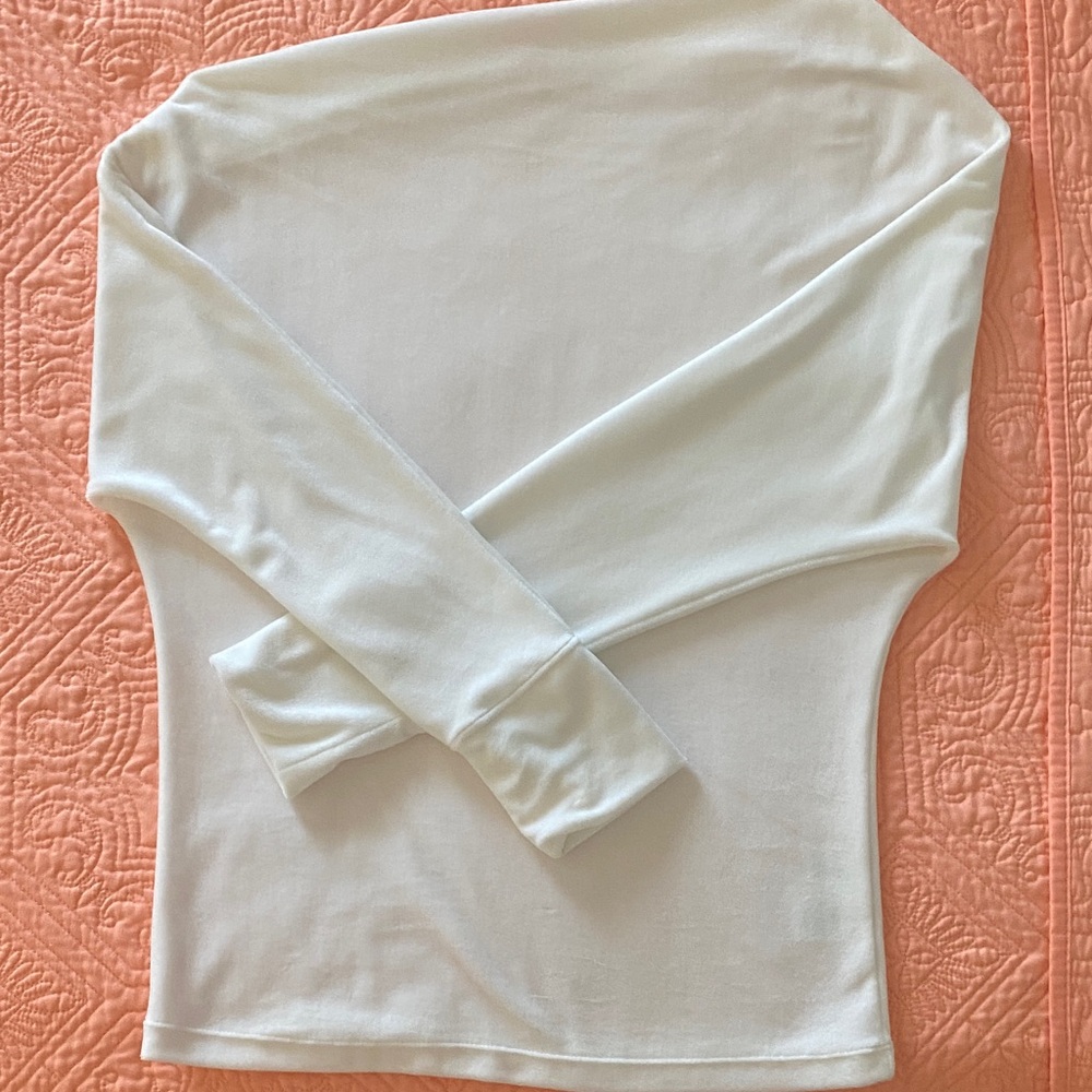 Lilly Pulitzer White Long Sleeve Velour Off the Shoulder Top